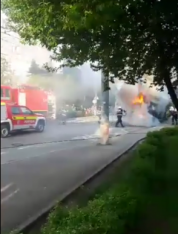 Un autobus a luat foc în Gheorgheni